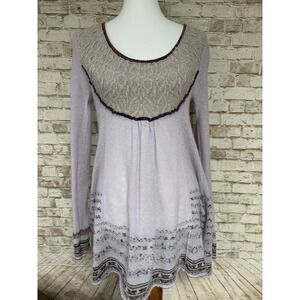 FREE PEOPLE M purple Babydoll Dress Cashmere Blend Sweater Y2k